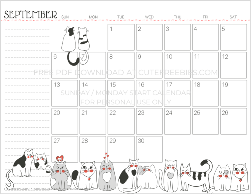 September 2020 calendar - go to previous post to download the PDF