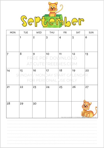 September 2020 calendar - go to previous post to download the PDF