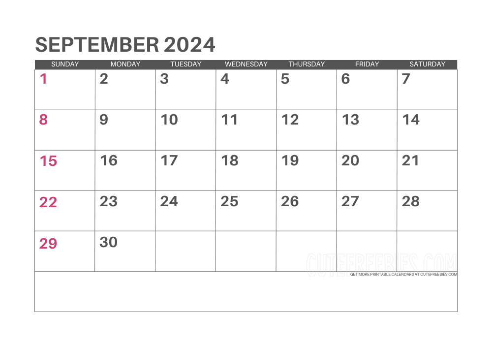 September 2024 calendar - free printable monthly planner #cutefreebiesforyou - SEE PREVIOUS POST TO DOWNLOAD THE COMPLETE 2024 CALENDAR