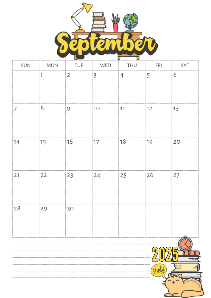 September 2025 calendar, free printable school calendar for 2025 - SEE PREVIOUS POST TO GET THE COMPLETE 2025 MONTHLY CALENDAR PDF