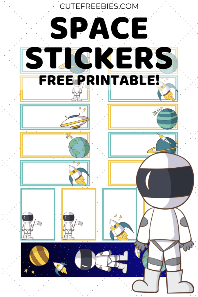 Free Printable Space School Stickers And Labels! Cute character stickers for boys and girls, perfect for labeling books and notebooks. Free download now! #backtoschool #printablestickers #schoolstickers #cutefreebiesforyou #freeprintable