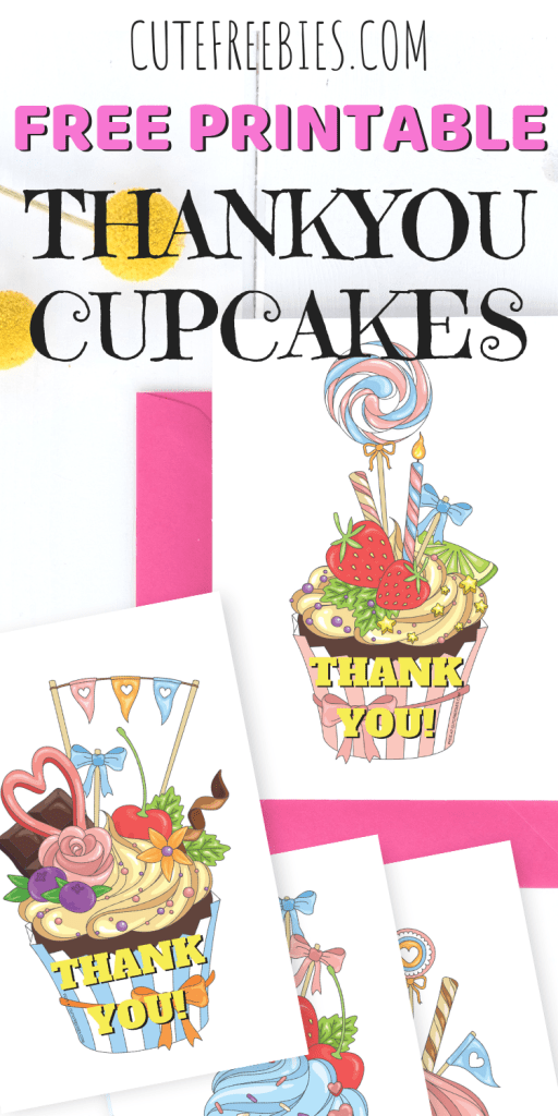 Free Cupcake Thank You Cards - Printable! DIY Party ideas, free printable thank you cards you can download for free! #freeprintable #homemadecards #cutefreebies
